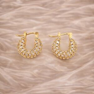 Baby Hoop Crystal Gold Earrings